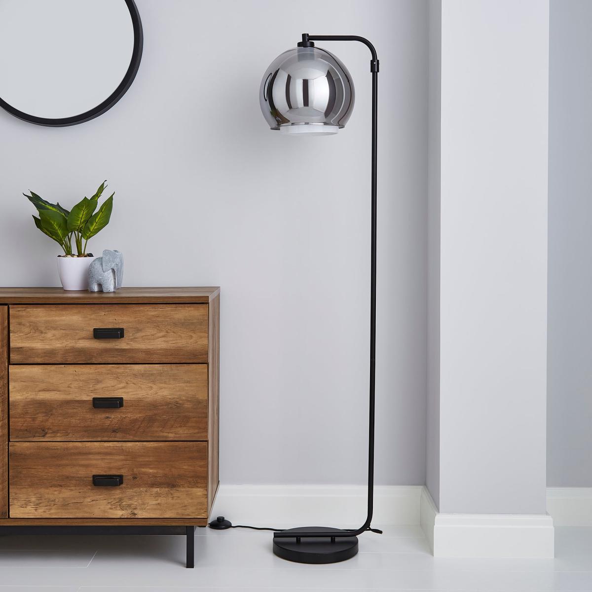 Elements Ramona Double Layered Glass Floor Lamp Black – image 2