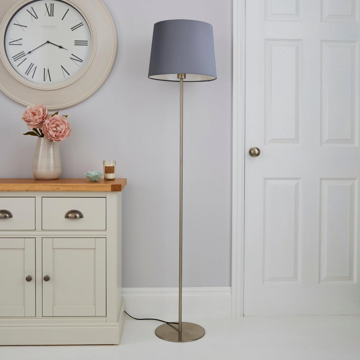Tula Micro Pleat Grey Shade Floor Lamp Grey – image 2