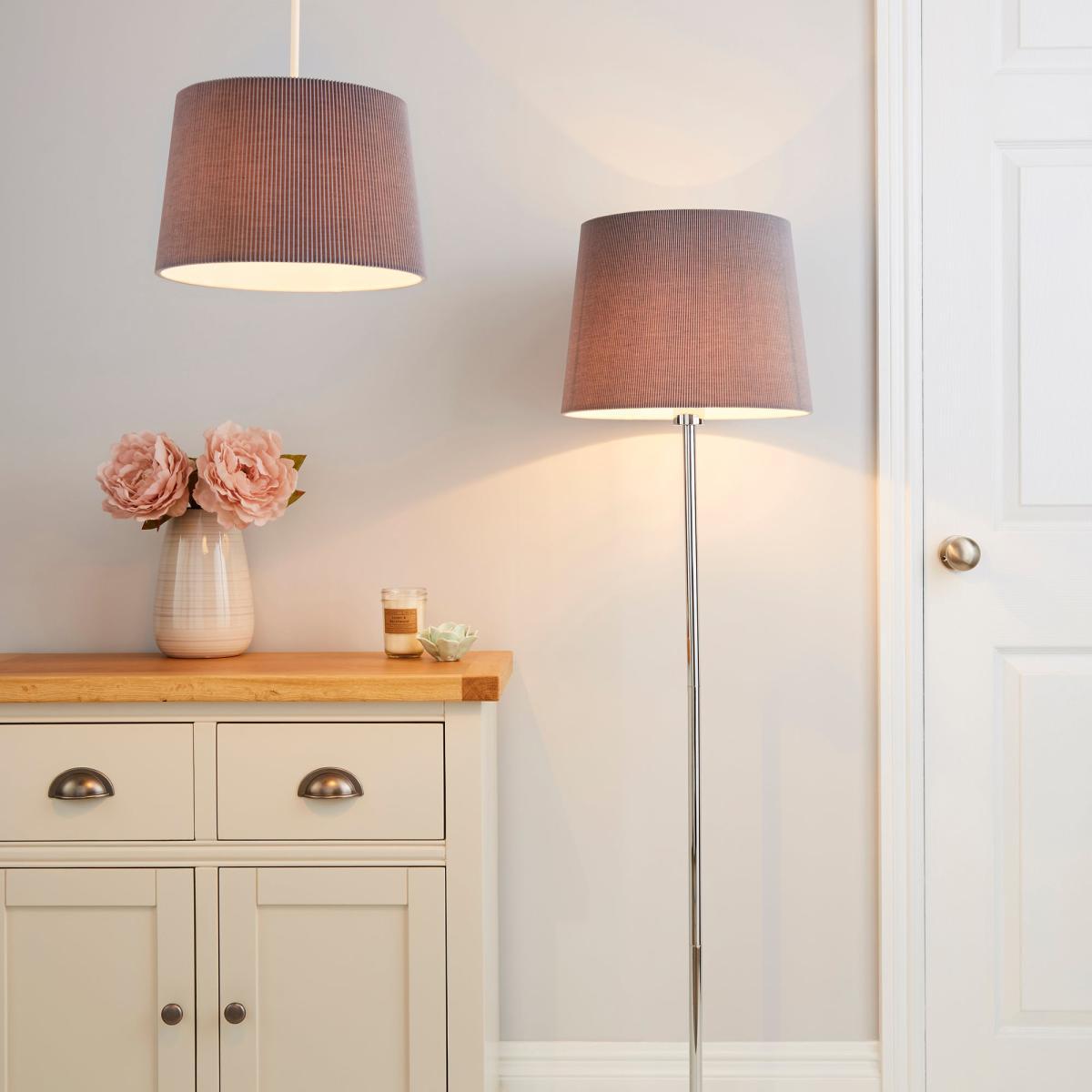 Tula Micro Pleat Grey Shade Floor Lamp Grey – image 5