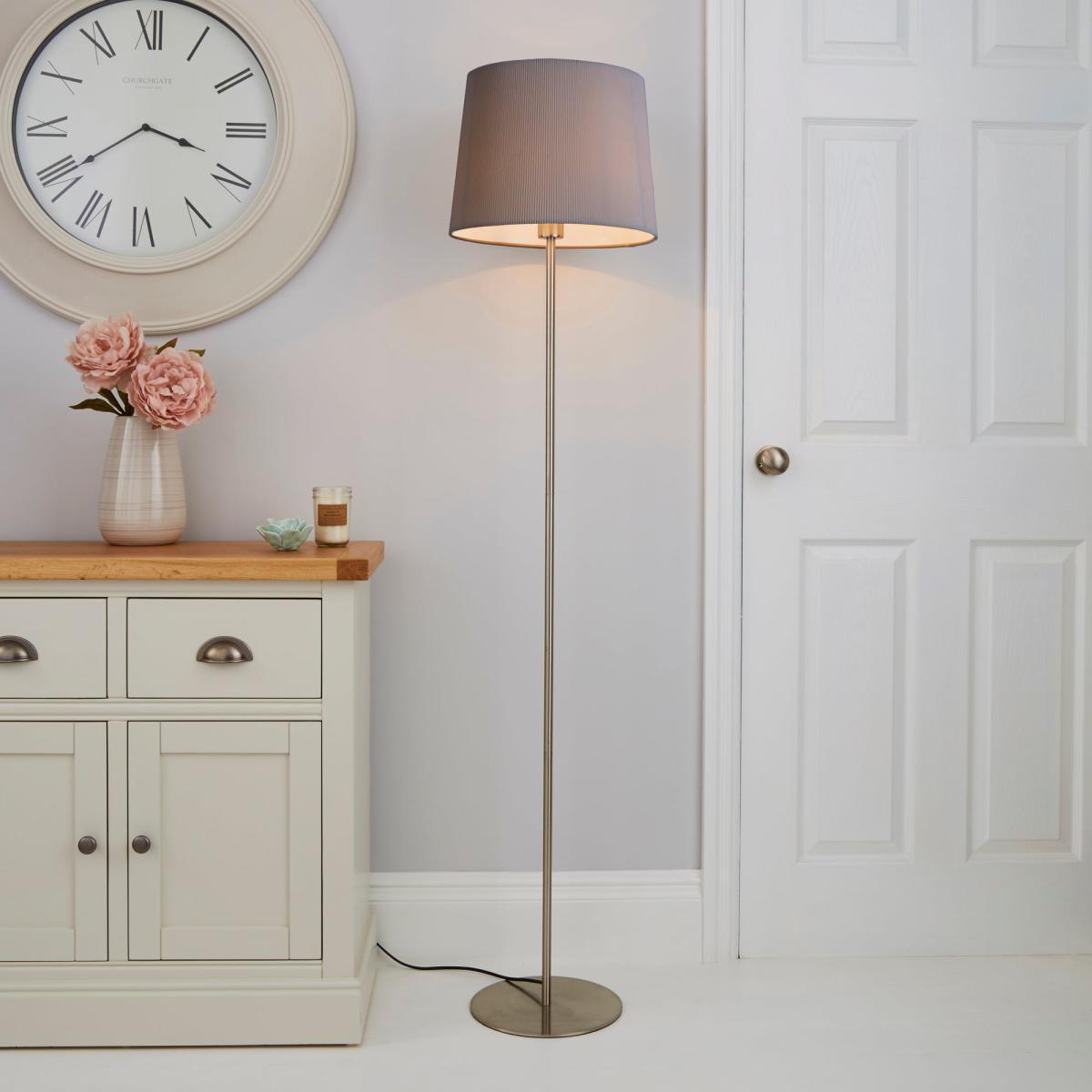 Tula Micro Pleat Grey Shade Floor Lamp Grey – image 1