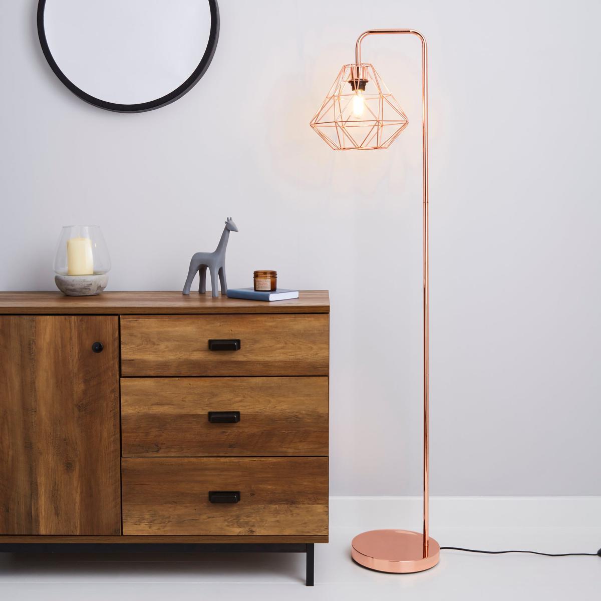 Bremen Copper Floor Lamp Pink and Brown – image 1