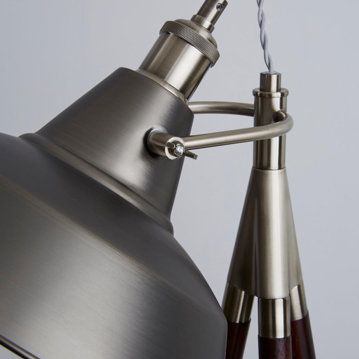 Lucas Tripod Dark Wood Industrial Floor Lamp Grey – image 3