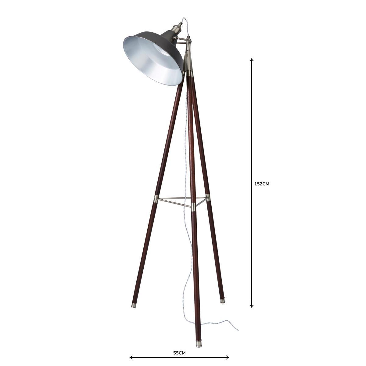Lucas Tripod Dark Wood Industrial Floor Lamp Grey – image 6