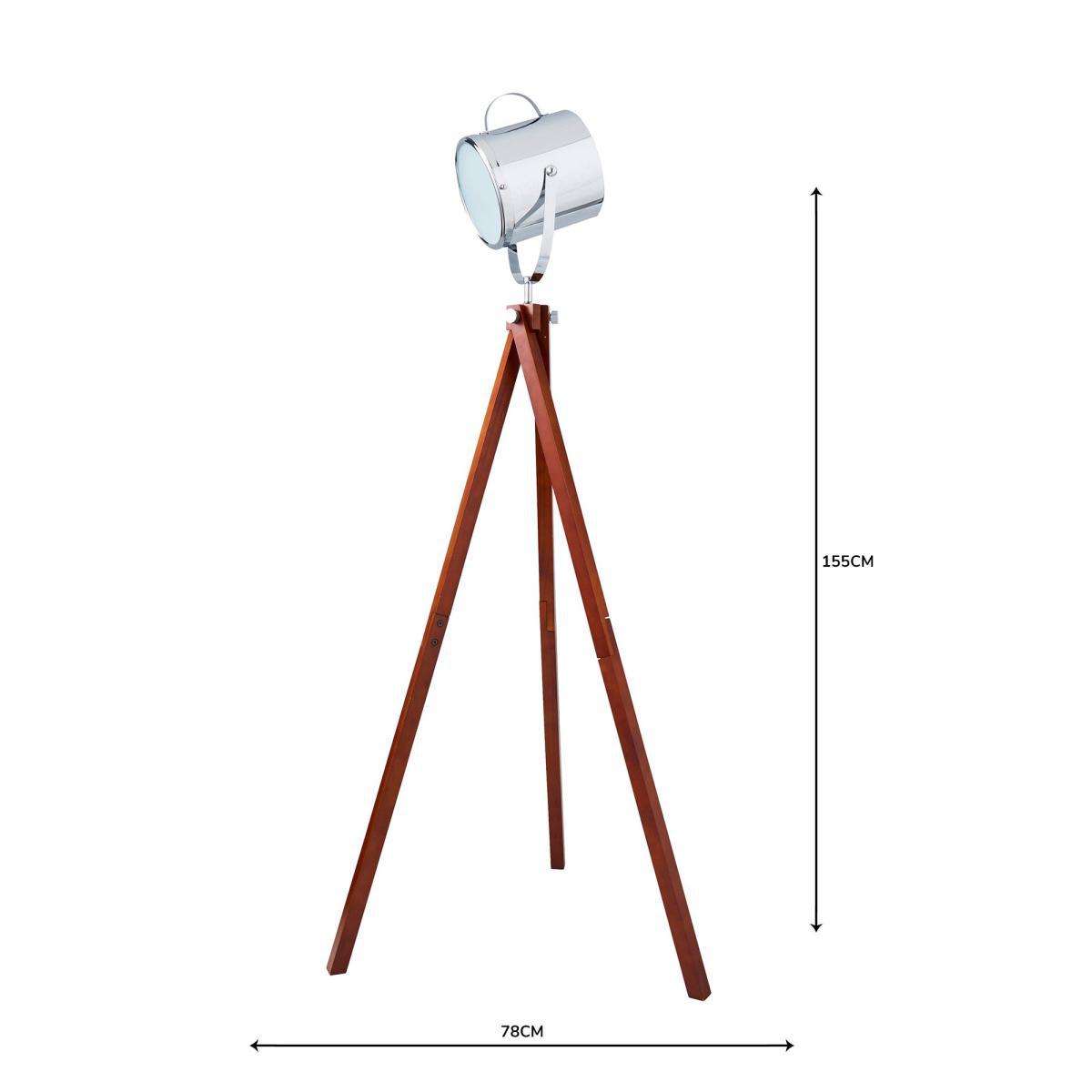 Carlton Camera Tripod Wood Floor Lamp Silver – image 6