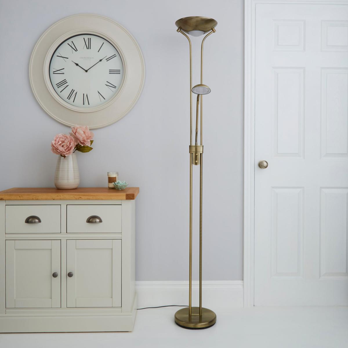 Father and Child 2 Arm Antique Brass Floor Lamp Brass – image 2
