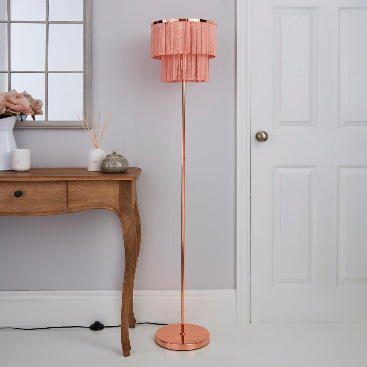 Jaz Fringe Pink Floor Lamp Pink – image 2