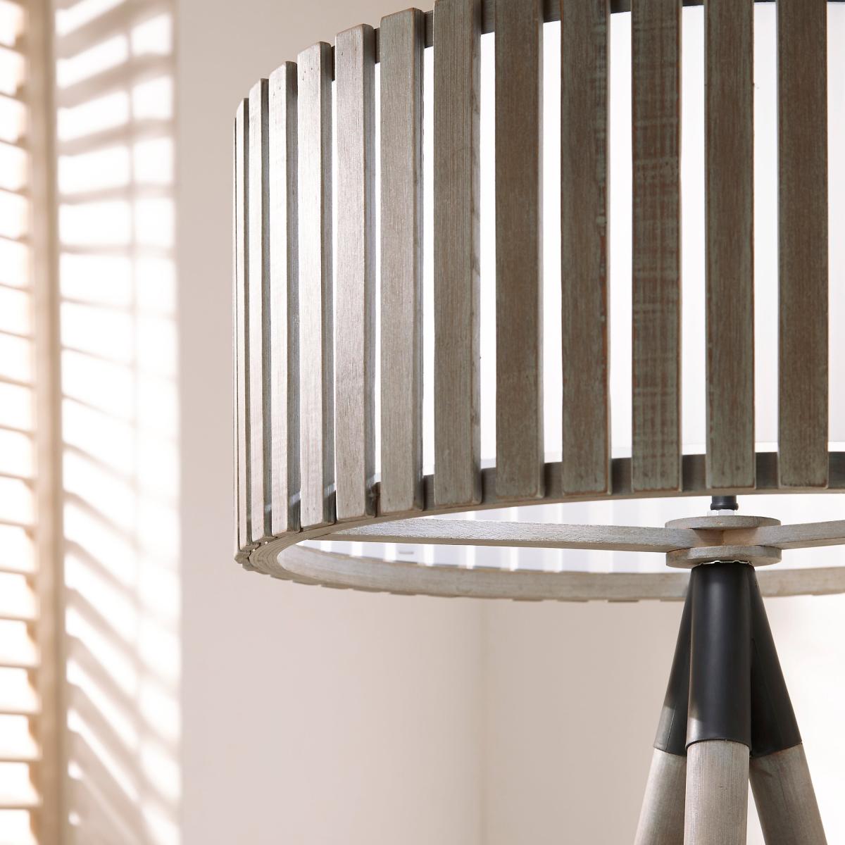 Rabanne Wooden Slat Tripod Floor Lamp Grey – image 2