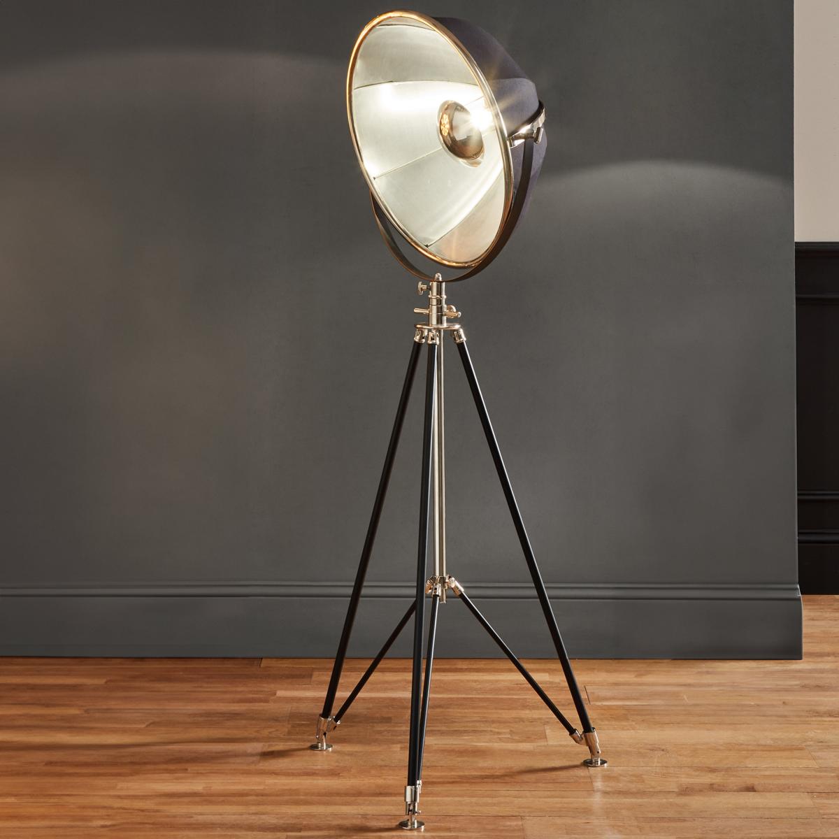 Elstree Metal Tripod Floor Lamp Silver – image 1
