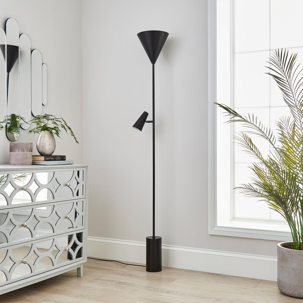 Heidi Industrial 2 Light Metal Floor Lamp Black – image 2