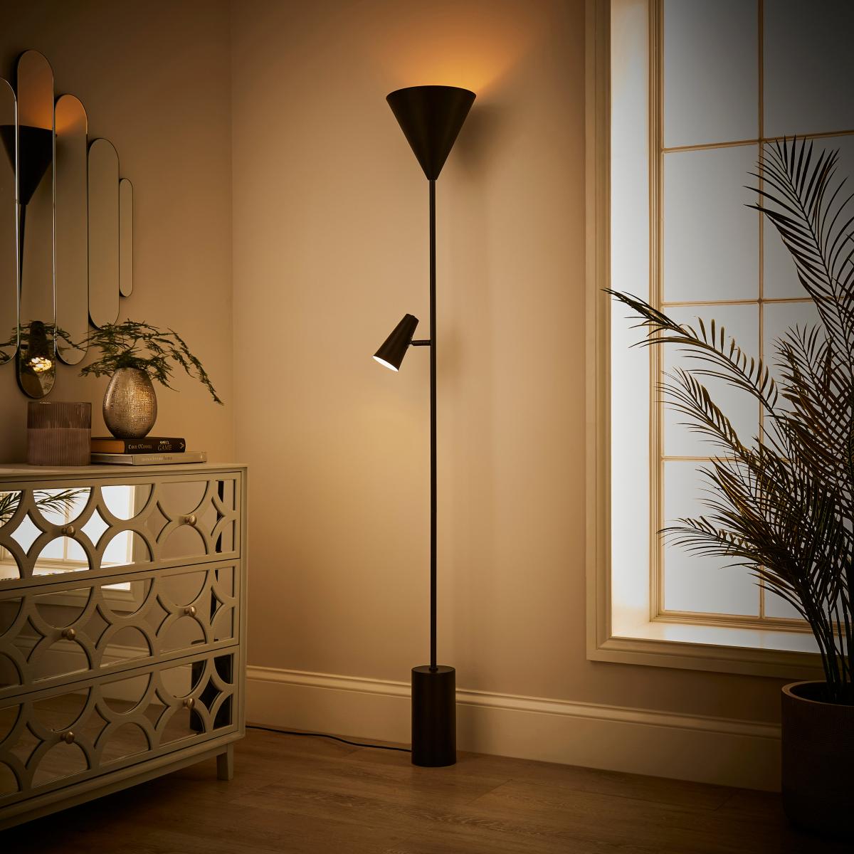 Heidi Industrial 2 Light Metal Floor Lamp Black – image 3