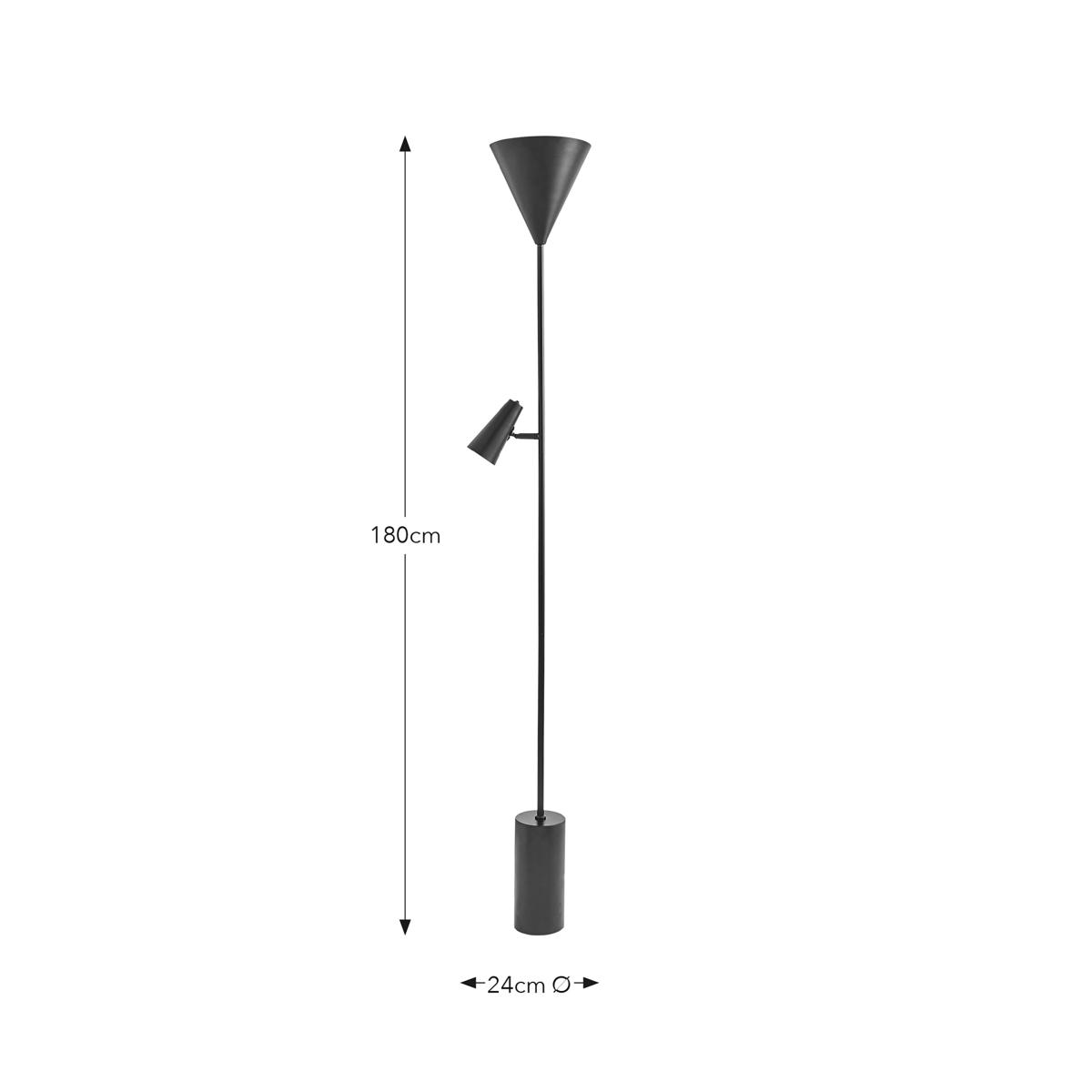 Heidi Industrial 2 Light Metal Floor Lamp Black – image 6