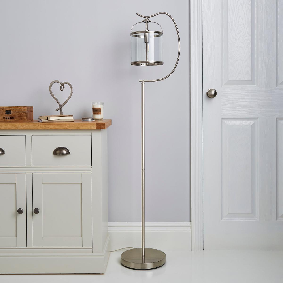 Hurricane Satin Nickel Floor Lamp Silver and Brown – image 2