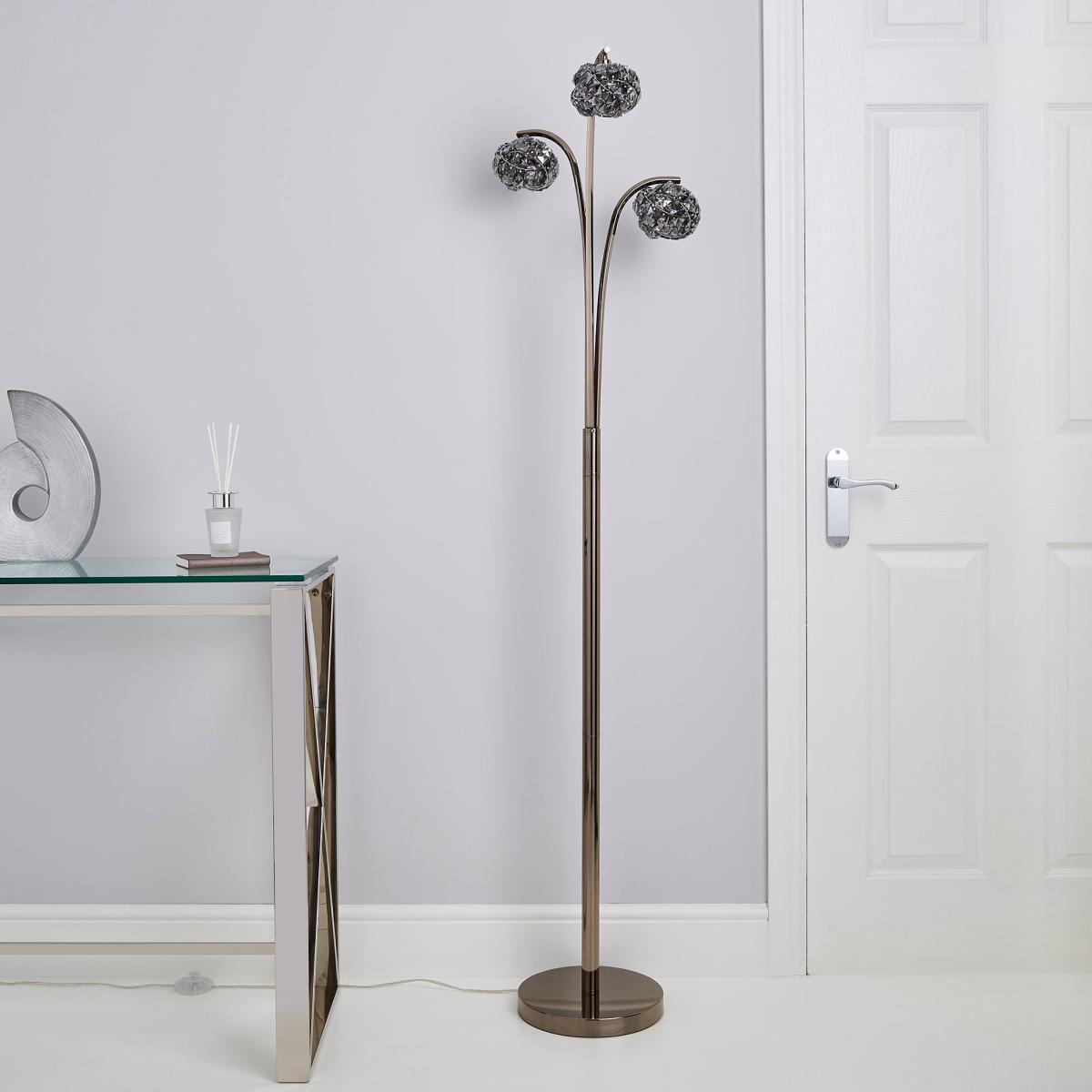 Cecilie Smoked Crystal Floor Lamp Dark Chrome Chrome – image 2
