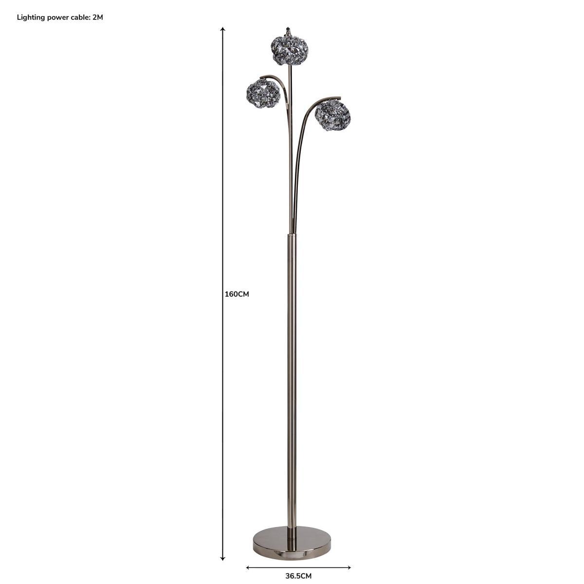 Cecilie Smoked Crystal Floor Lamp Dark Chrome Chrome – image 8