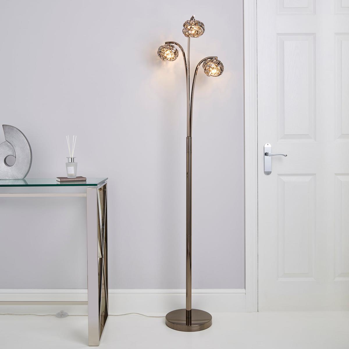Cecilie Smoked Crystal Floor Lamp Dark Chrome Chrome – image 1