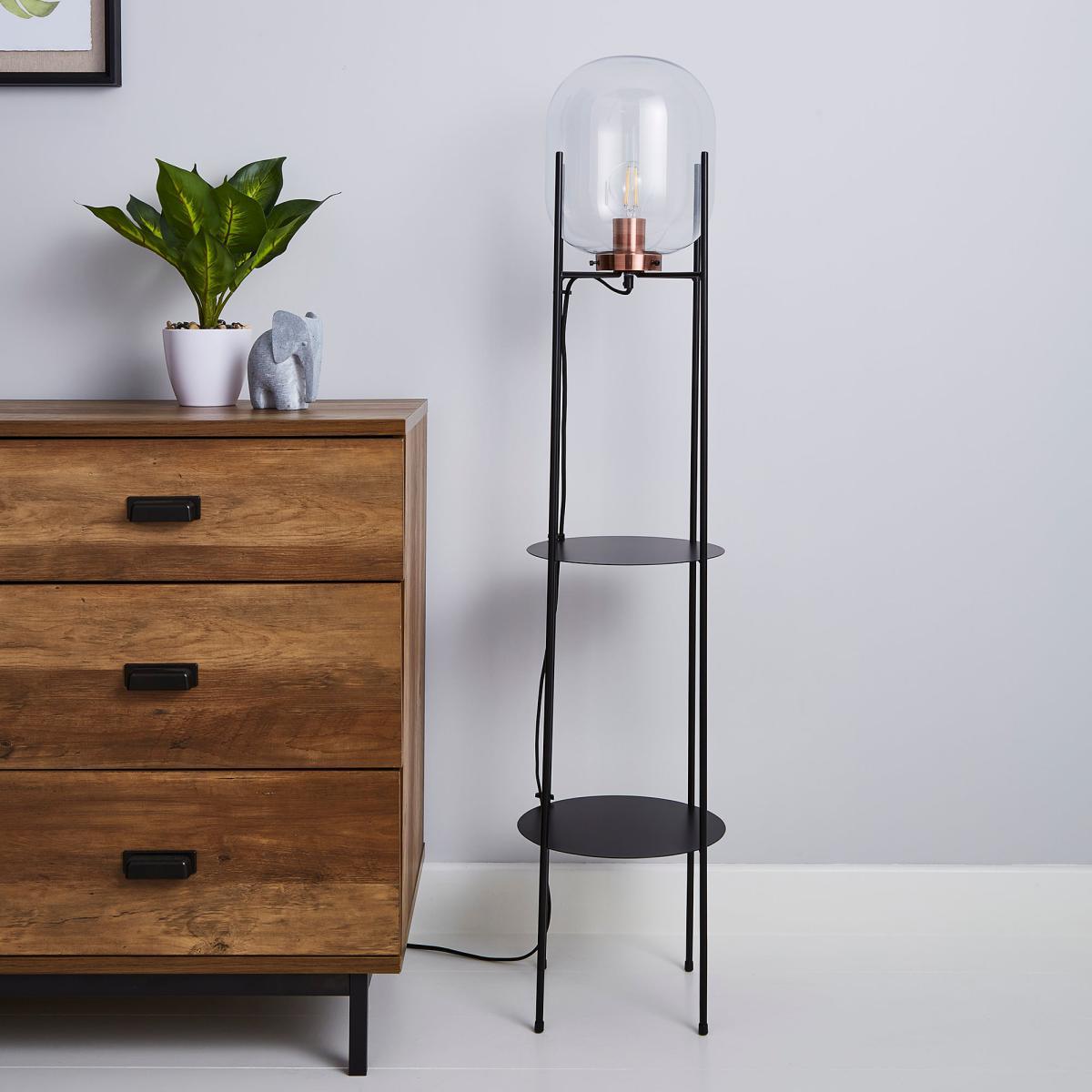 Dayo Shelved Floor Lamp Black – image 2
