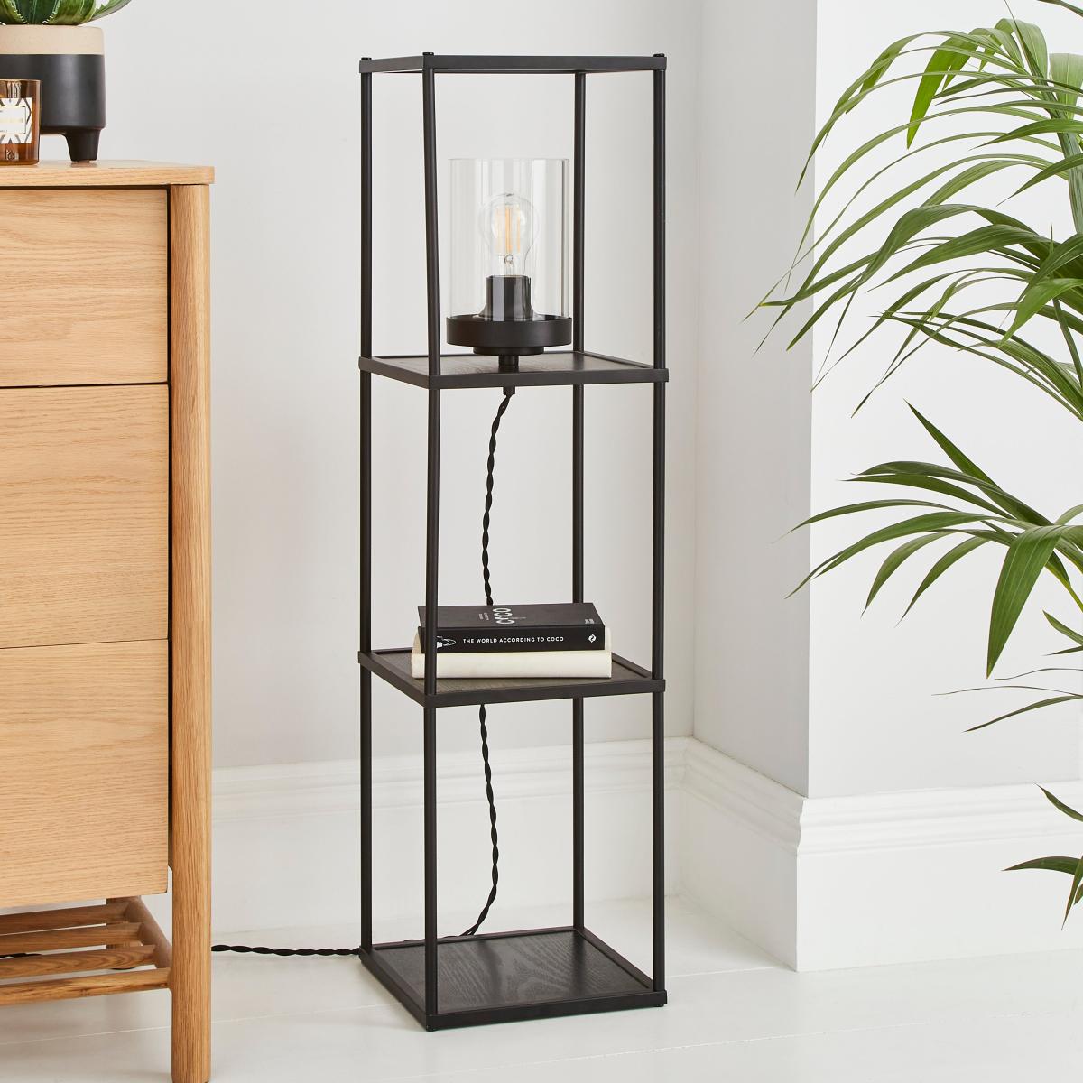 Cole Midi Shelved Floor Lamp Black Black – image 2