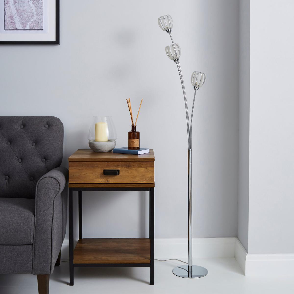 Rosa 3 Light Chrome Floor Lamp Silver – image 2