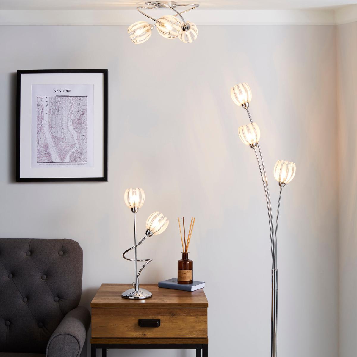 Rosa 3 Light Chrome Floor Lamp Silver – image 5