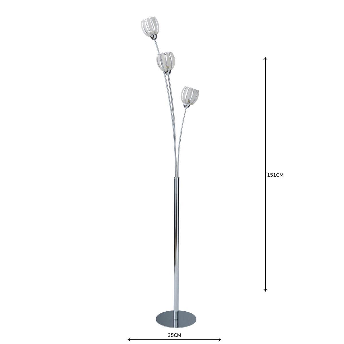 Rosa 3 Light Chrome Floor Lamp Silver – image 7