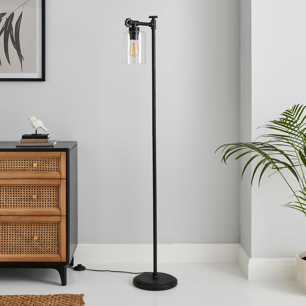 Bates 1 Light Industrial Floor Lamp Black – image 2