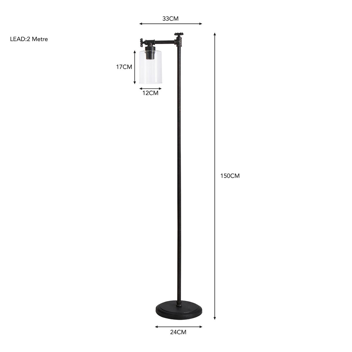 Bates 1 Light Industrial Floor Lamp Black – image 6