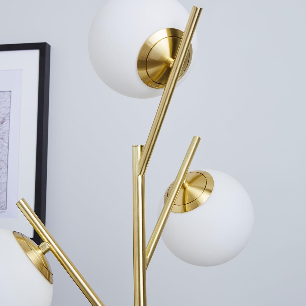 Eniola Frosted White Glass Ball Gold Floor Lamp Gold – image 3