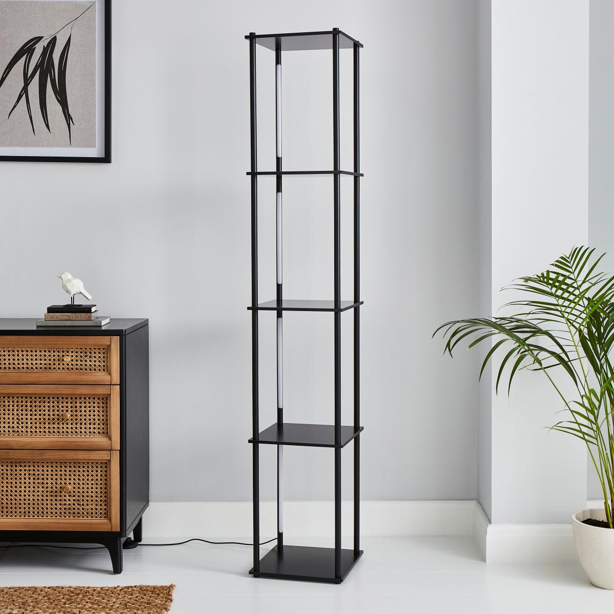 Franklin Replaceable Integrated LED Shelved Floor Lamp Black – image 2
