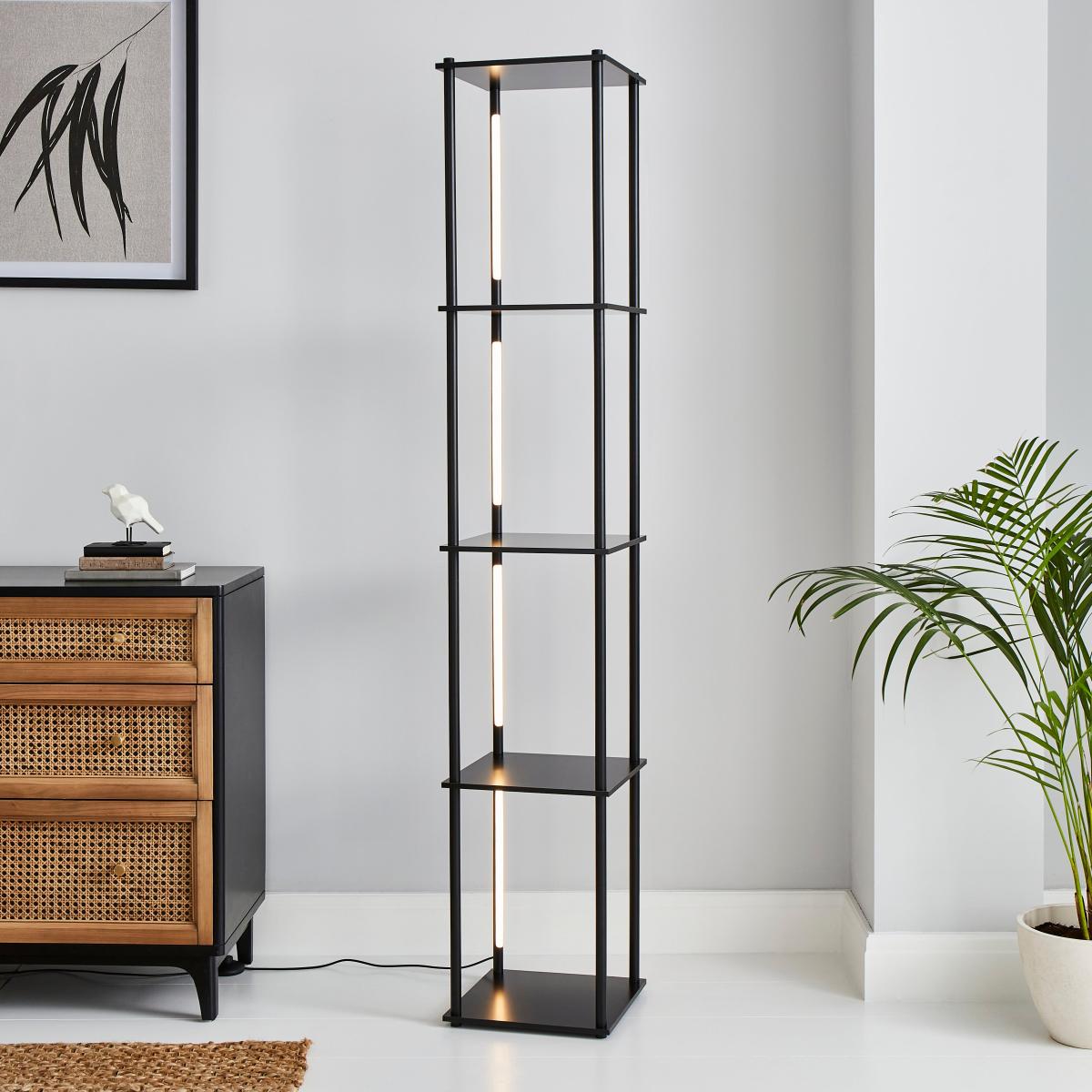 Franklin Replaceable Integrated LED Shelved Floor Lamp Black – image 1