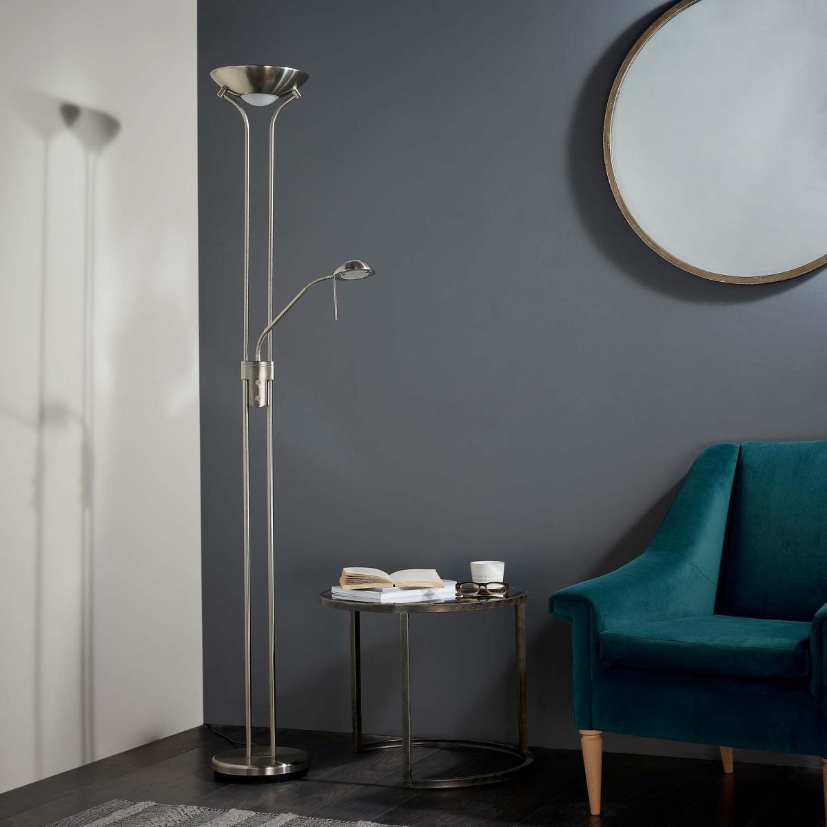 Vogue Rome Father And Child Floor Lamp Satin Nickel Chrome – image 2