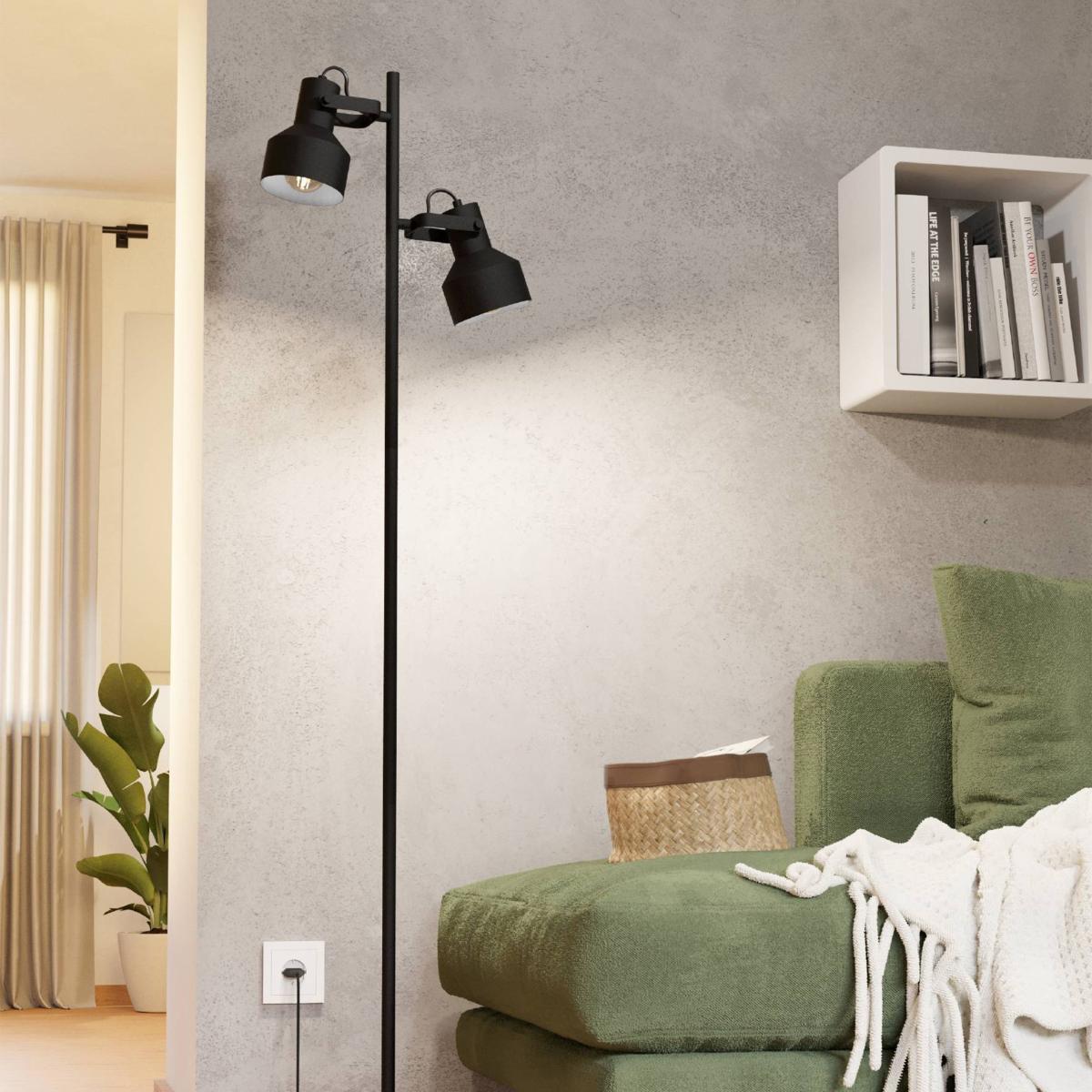 EGLO Casibare Adjustable Steel Floor Lamp Black – image 1