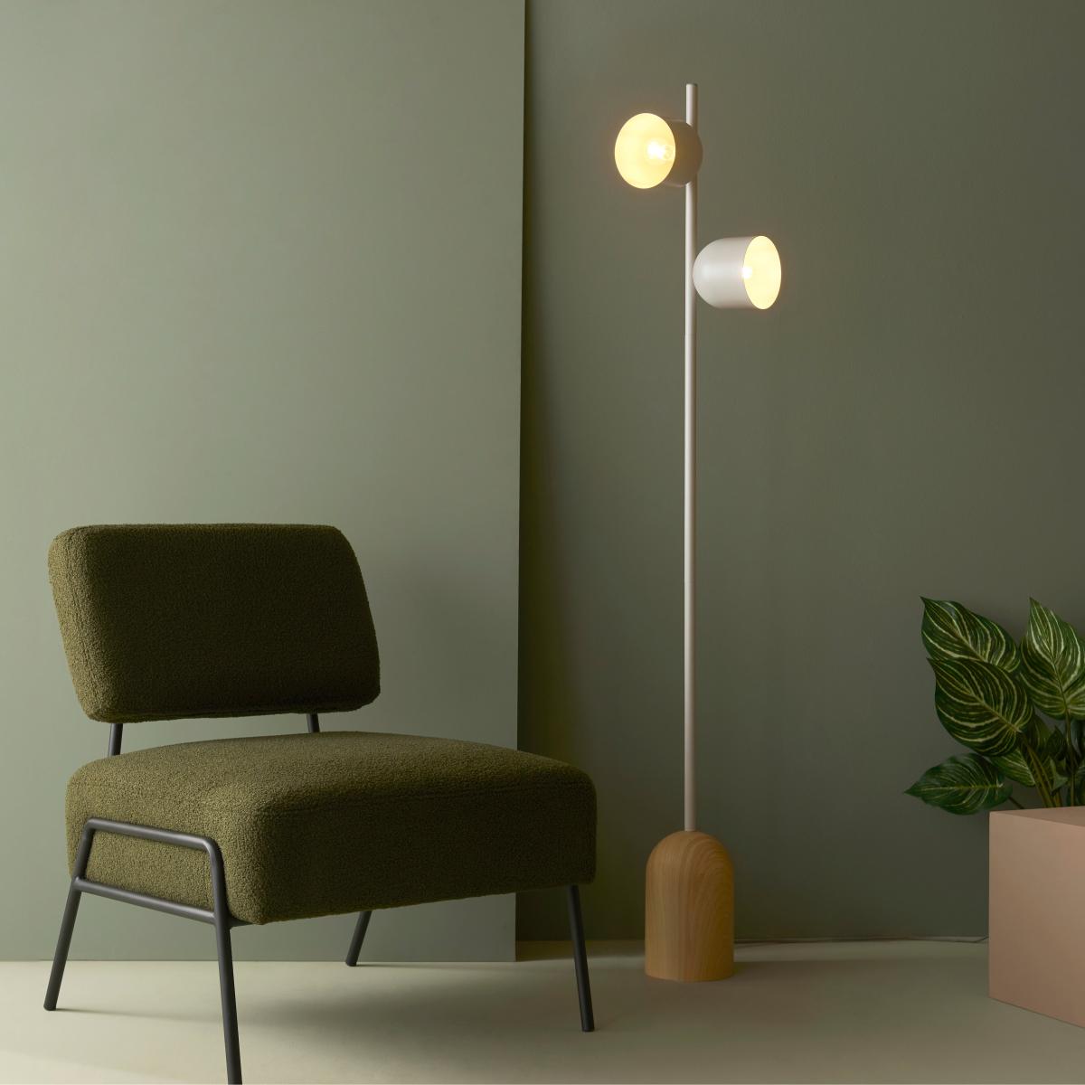 Copenhagen 2 Light Wood and Metal Floor Lamp Grey – image 2