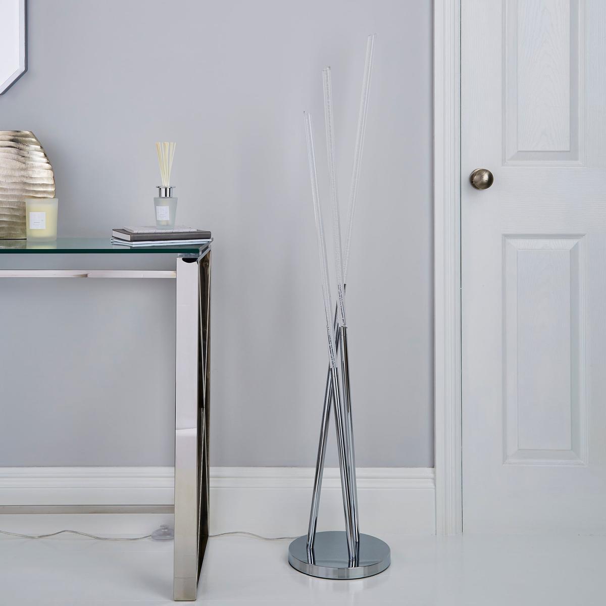 Tassani 3 Arm Integrated LED Bubble Acrylic Floor Lamp Silver, Chrome – image 2