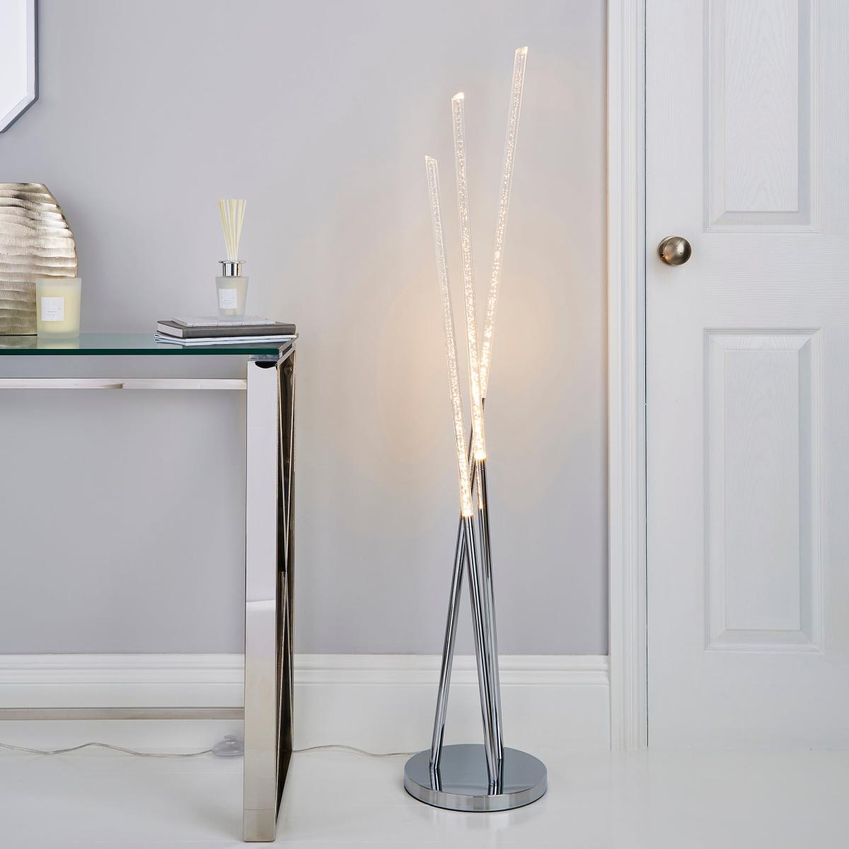 Tassani 3 Arm Integrated LED Bubble Acrylic Floor Lamp Silver, Chrome – image 1