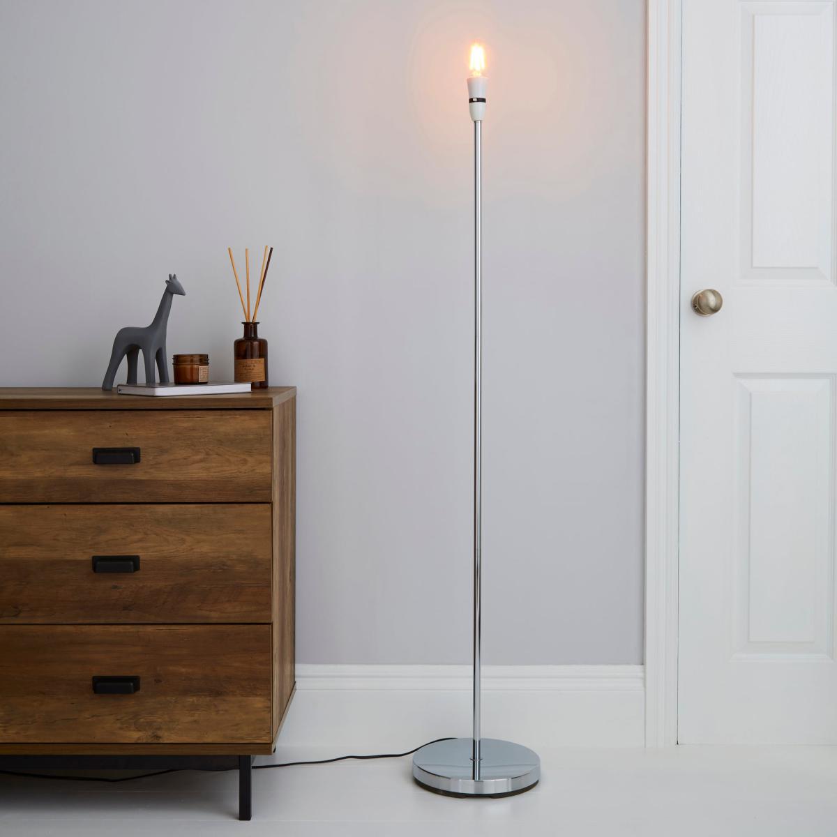 Stem Chrome Floor Lamp Base Silver – image 1