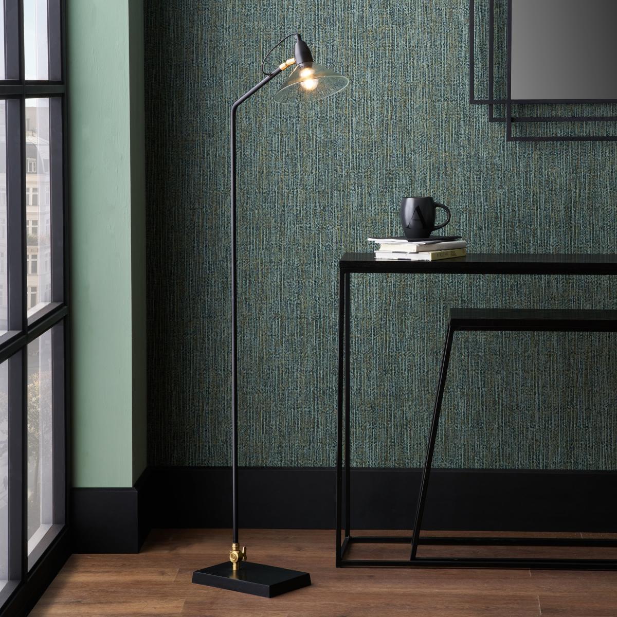 Canton Matt Black and Glass Cone Floor Lamp Black – image 1