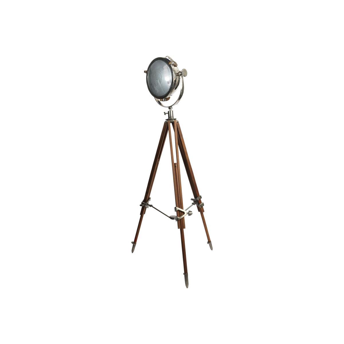 Culinary Concepts - Rolls Headlamp Floor Lamp with Natural Wood Tripod - Brown