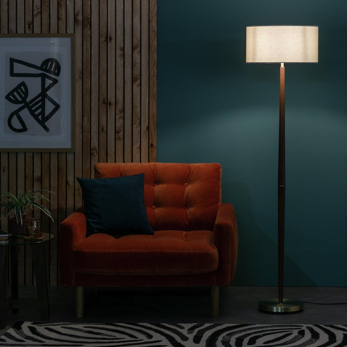 Habitat Wooden and Brass Stick Floor Lamp - Off White – image 2