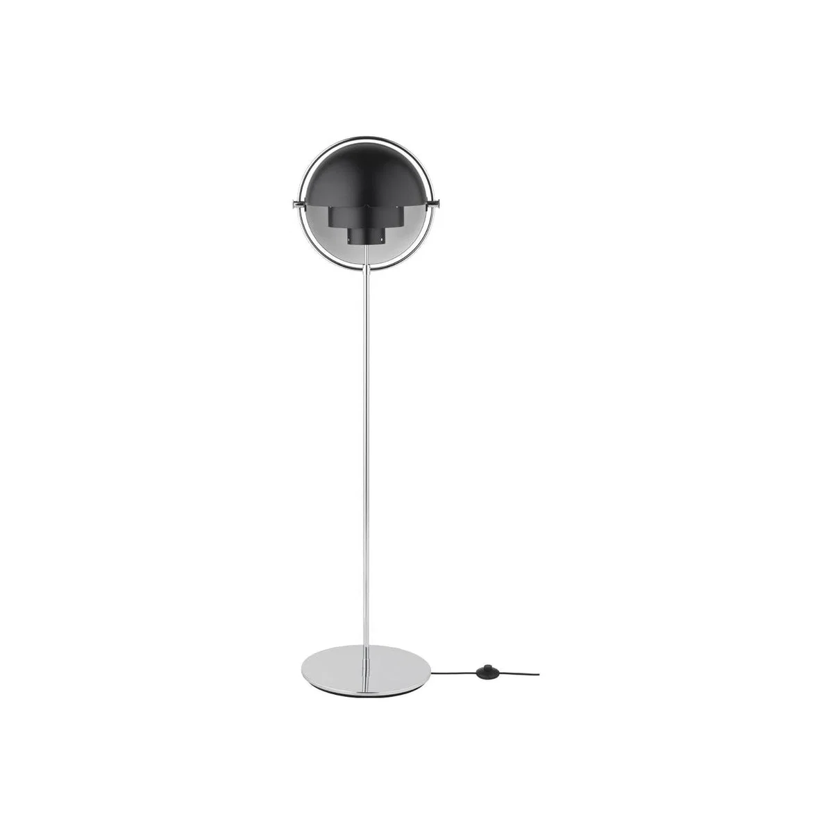 Gubi Multi Lite Floor Lamp Chrome Black Shade - Heal's UK Lighting
