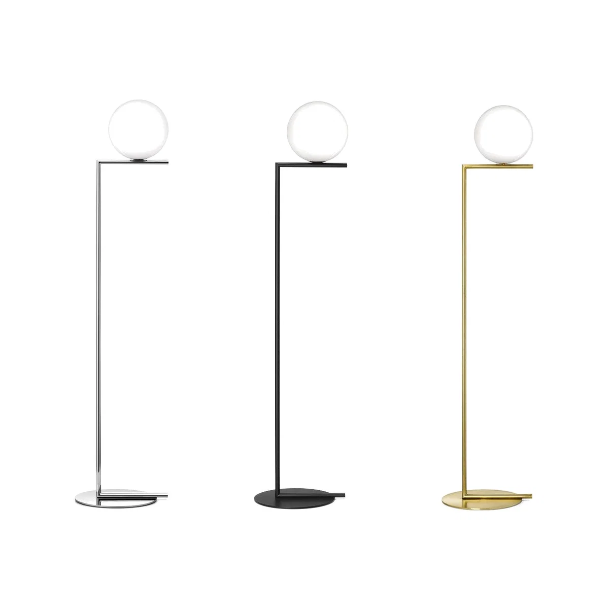 Flos IC F1 Floor Light Brushed Brass - Heal's UK Lighting – image 1