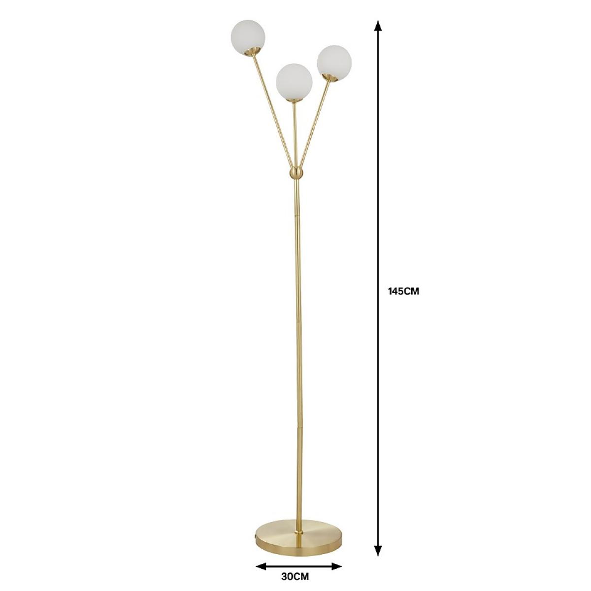 Orb 3 Light Floor Lamp - Brass & Opal – image 5