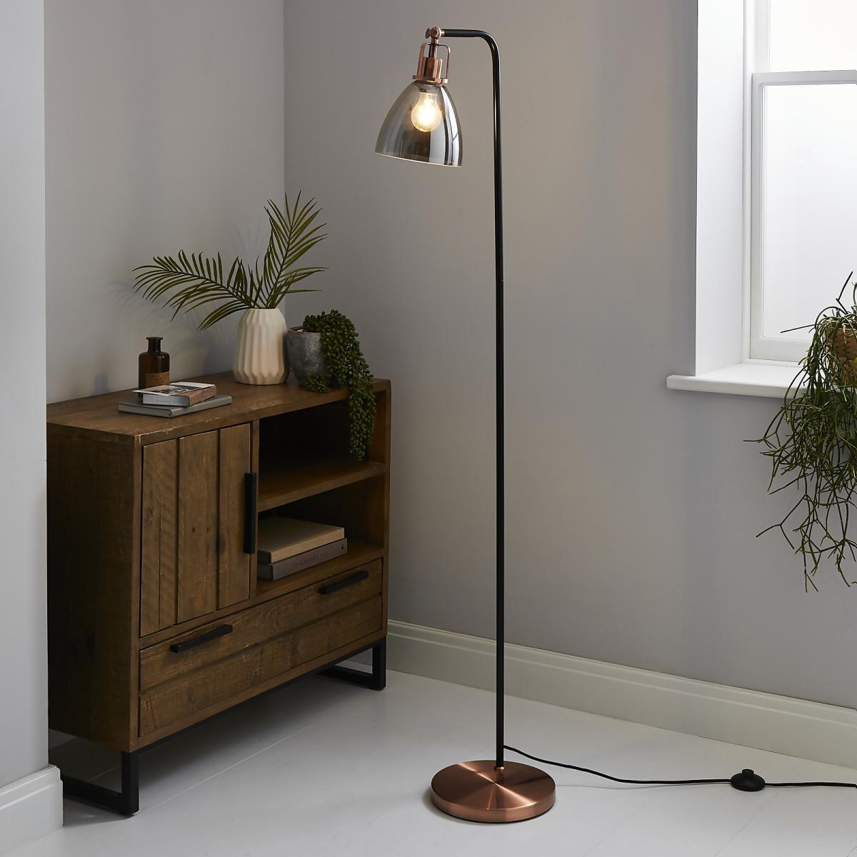 Decan Floor Lamp - Smoke & Copper – image 1