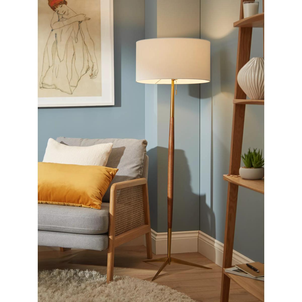 John Lewis & Partners Spindle Wooden Floor Lamp, Brown/Brass – image 2