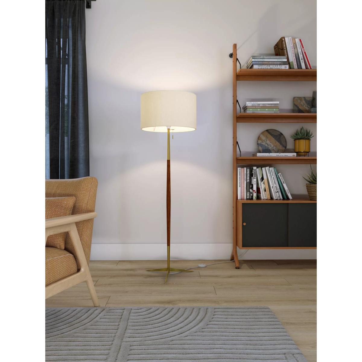 John Lewis & Partners Spindle Wooden Floor Lamp, Brown/Brass – image 3