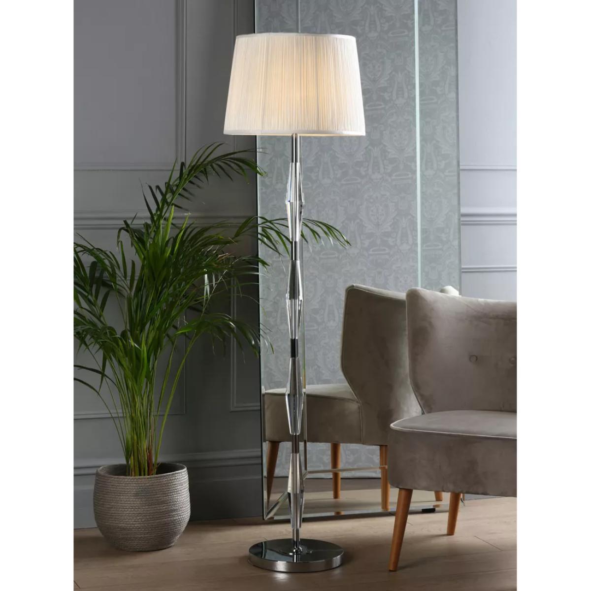 Laura Ashley Blake Crystal Floor Lamp Base, Polished Chrome – image 1