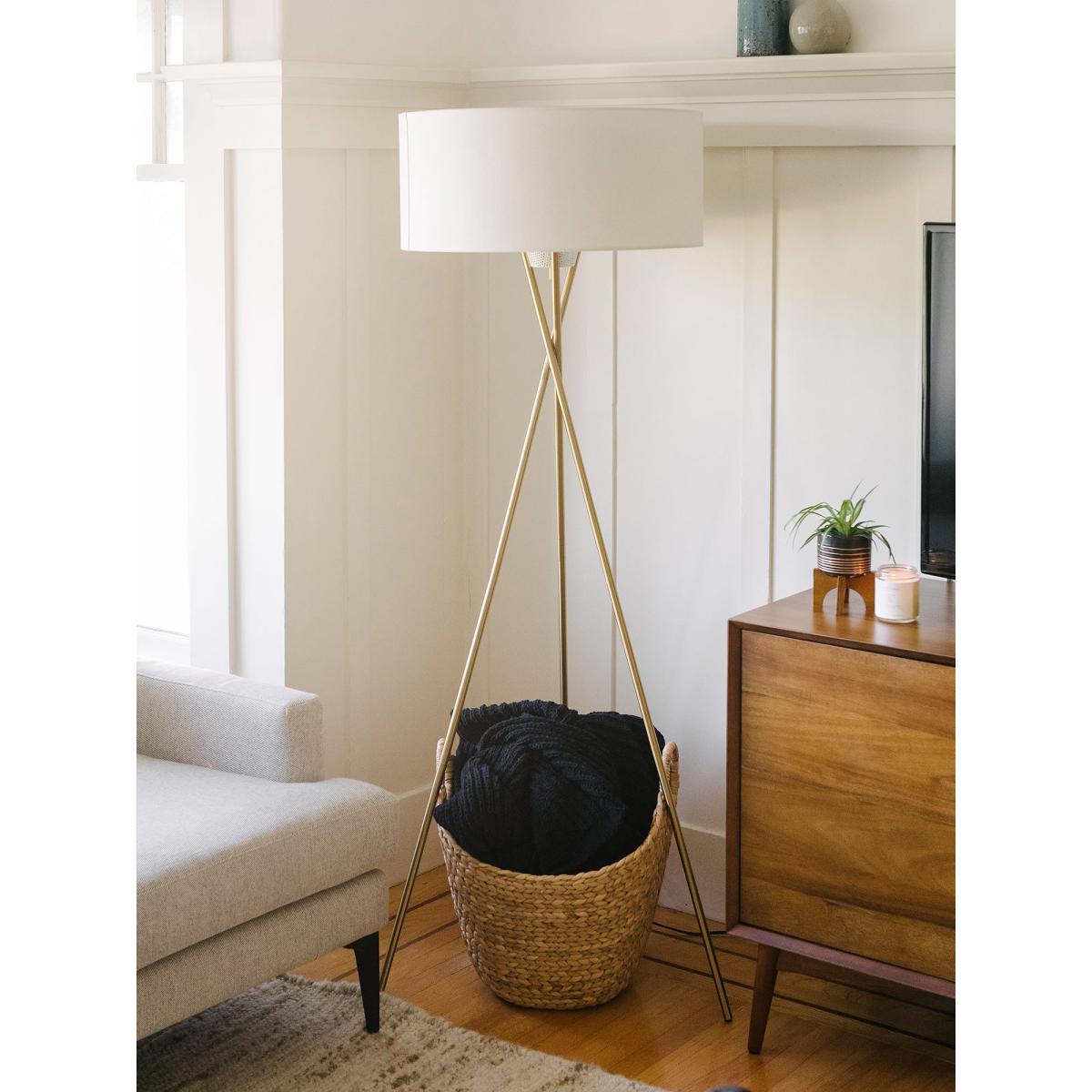 west elm Mid-Century Tripod Floor Lamp, White/Antique Brass – image 2