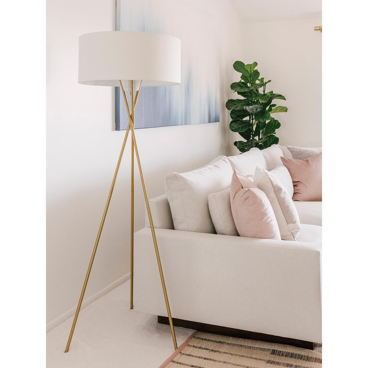 west elm Mid-Century Tripod Floor Lamp, White/Antique Brass – image 3