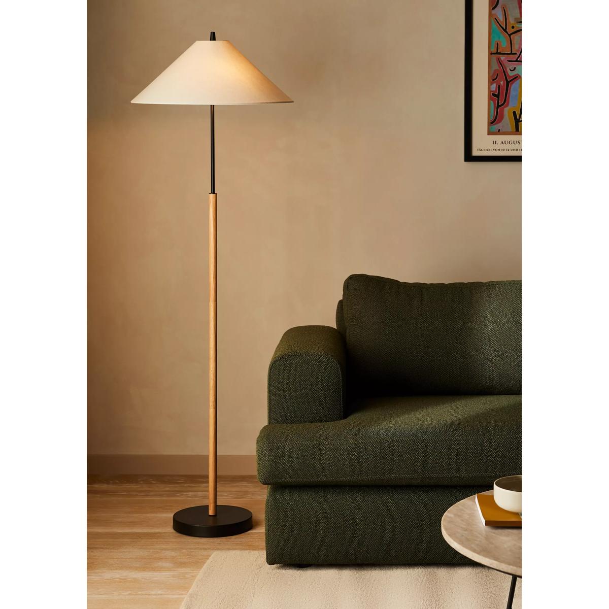 John Lewis Conical Floor Lamp, Black/Natural – image 2