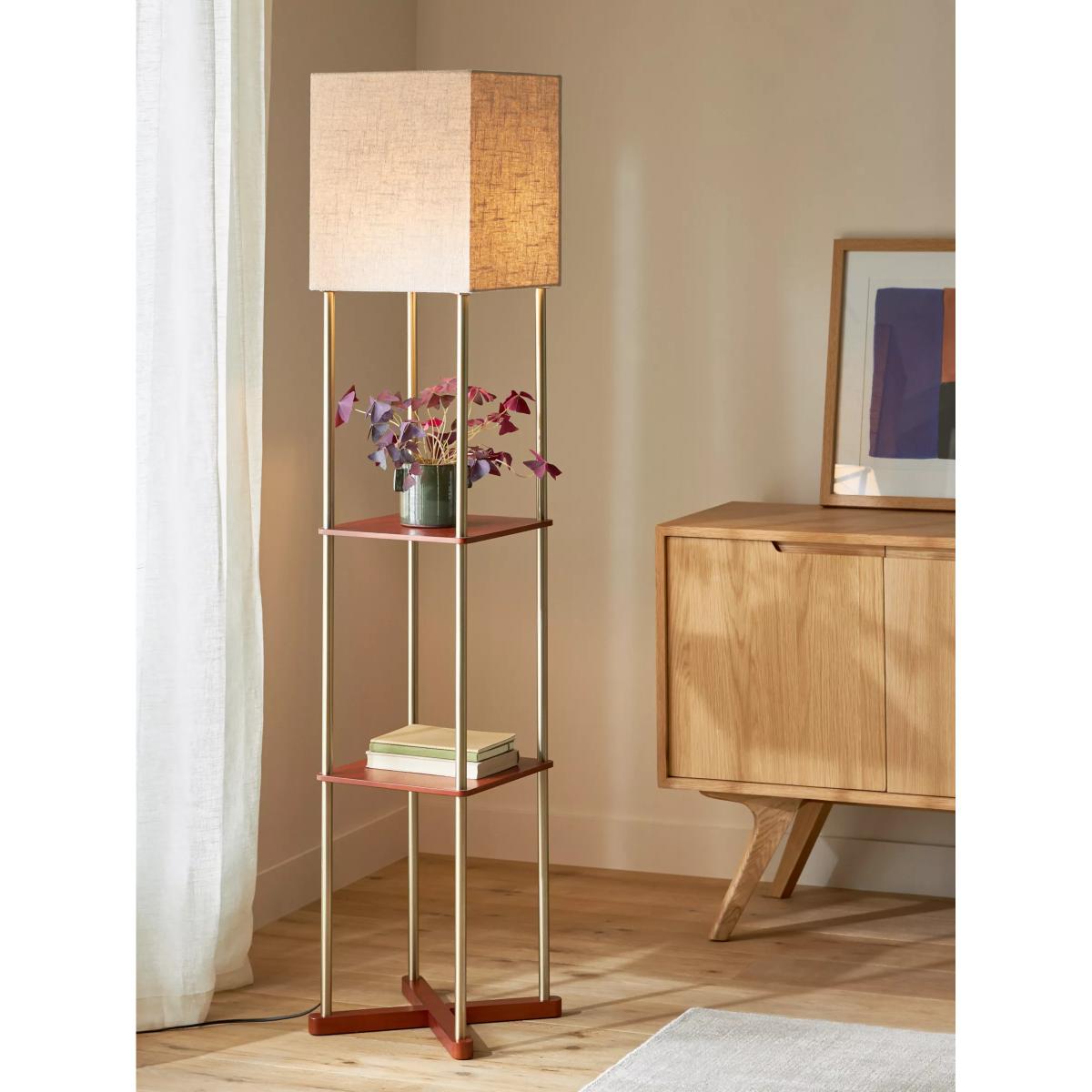 John Lewis Harrison Square Shelves Floor Lamp, Walnut/Steel – image 2