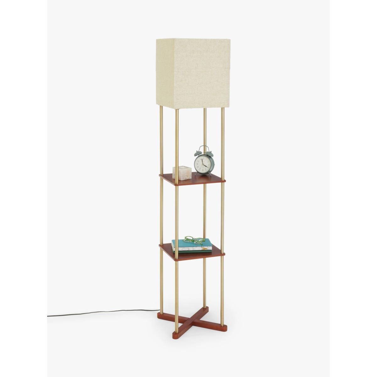 John Lewis Harrison Square Shelves Floor Lamp, Walnut/Steel – image 5